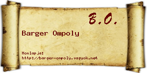 Barger Ompoly névjegykártya